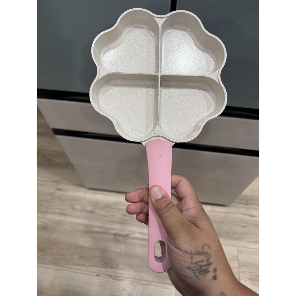Paris Hilton 8-in Ceramic Nonstick Divided Heart Frying Pan Skillet, 4-Section